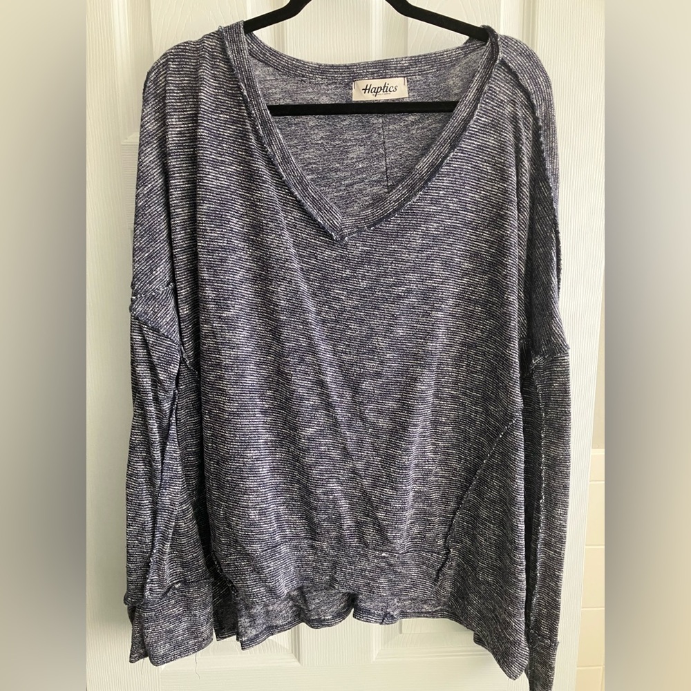 Happles Women's Blue V-Neck Sweatshirt